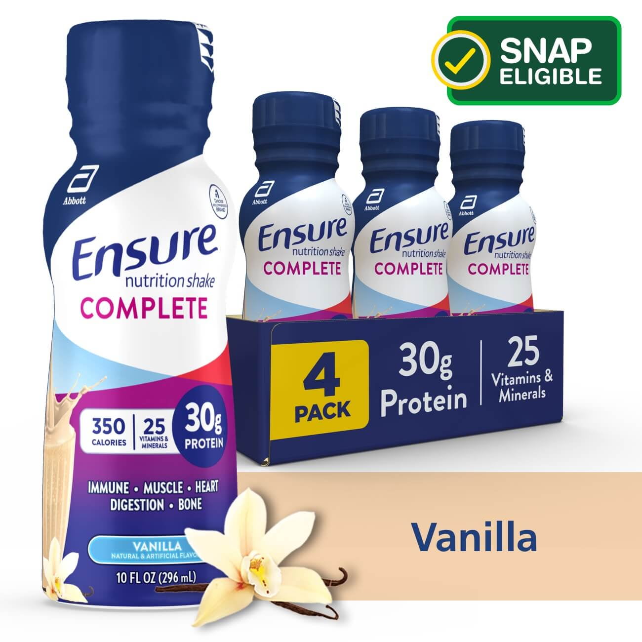 Ensure COMPLETE Nutrition Shake, Vanilla 10 fl oz, 4 Count