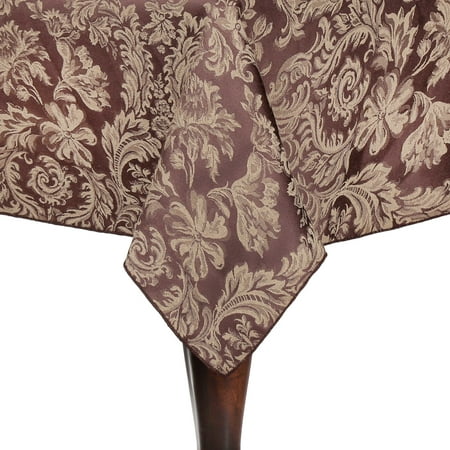 

Ultimate Textile (5 Pack) Miranda 84 x 84-Inch Square Damask Tablecloth - Jacquard Weave Chocolate Brown