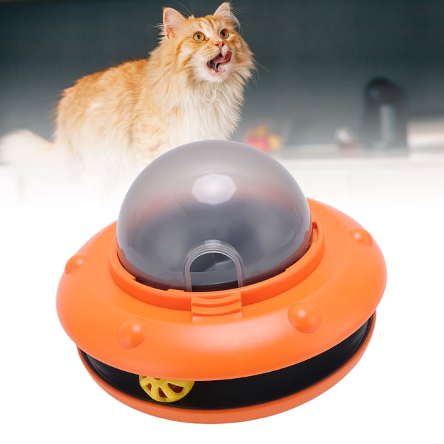 Distributeur Interactif de Friandises pour Chat, Mangeoire Interactive pour Chat avec Clochette pour Chats d'Intérieur Orange, Blanc, Bleu