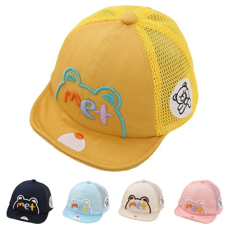 

rygai Kids Hat Cartoon Pattern Cute Letters Mesh Hole Spring Summer Outdoor Baby Girl Hat for Outdoor Blue