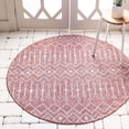 thumbnail image 1 of Unique Loom Tapis Rond en Treillis Géométrique Transitionnel Tribal de Collection 4 Pieds, Rouge Rouille/gris, 1 of 2
