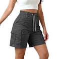 thumbnail image 3 of Horkkom Hiking Shorts Women Elastic Waist Drawstring Cargo Shorts Work Athletic Travel Shorts with Pockets XL, 3 of 10