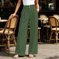 thumbnail image 5 of Lenpel Wide Leg Office Pants for Women Fashion High Waist Double Button Pleated Dress Trousers Casual Business Pants with Pockets, 5 of 7
