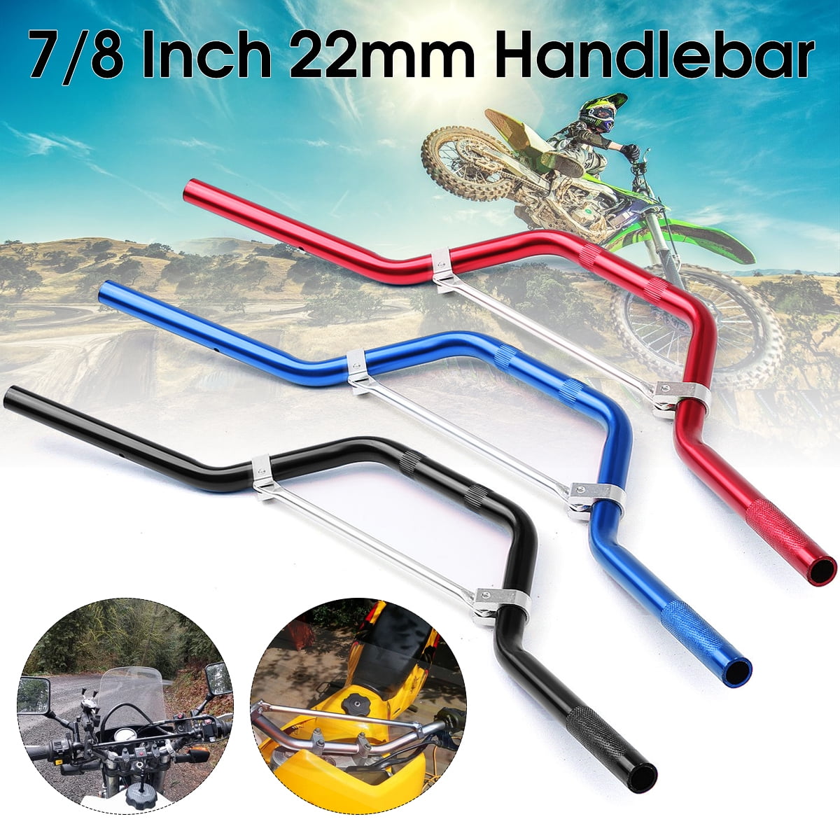 7/8" Motorcycle Braced Handlebar Pit Dirt Bike Dirtbike Handle Bar 50cc