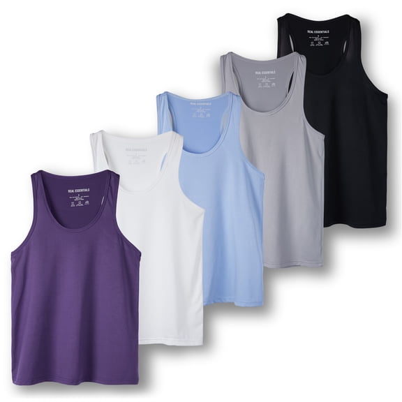5-Pack Women's Racerback Tank Top Dry-Fit Athletic Performance Yoga Activewear (Available in Plus Size)
