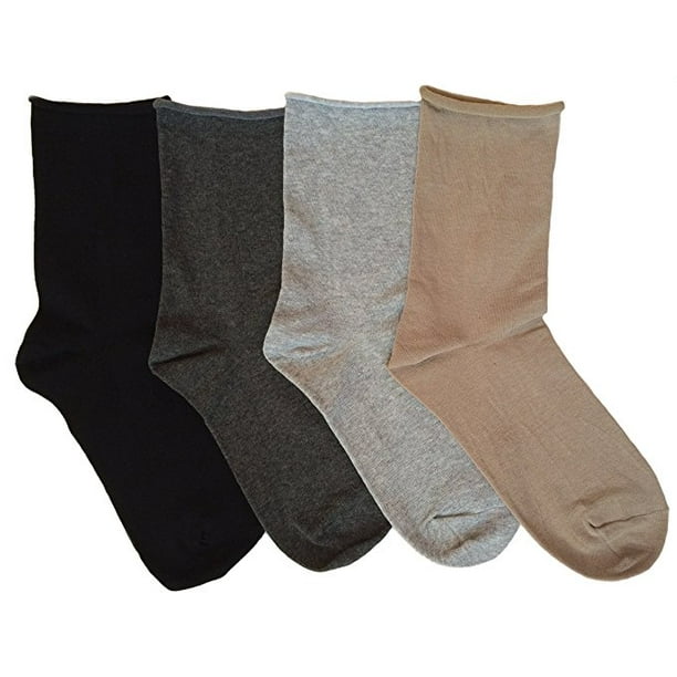 kbell k. bell women's nonbinding relaxed roll top crew socks, 4