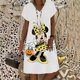 thumbnail image 3 of Vestidos de Minnie de Disney y Mickey para mujer, vestido Midi informal con estampado Floral y escote en V para vacaciones, verano 2022, 3 of 5
