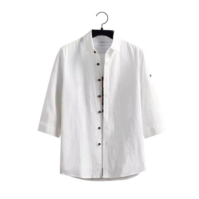 pstuiky camisetas para hombre, Camisa informal de manga corta con cuello alto y botones para hombre, color liso camisas casuales para hombre l