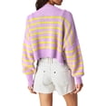 thumbnail image 5 of xiaxaixu Chandail en Tricot Uni/à Rayures pour Femmes Col Rond Manches Longues Pulls Amples Printemps Automne Décontractés Mode Urbaine, 5 of 5