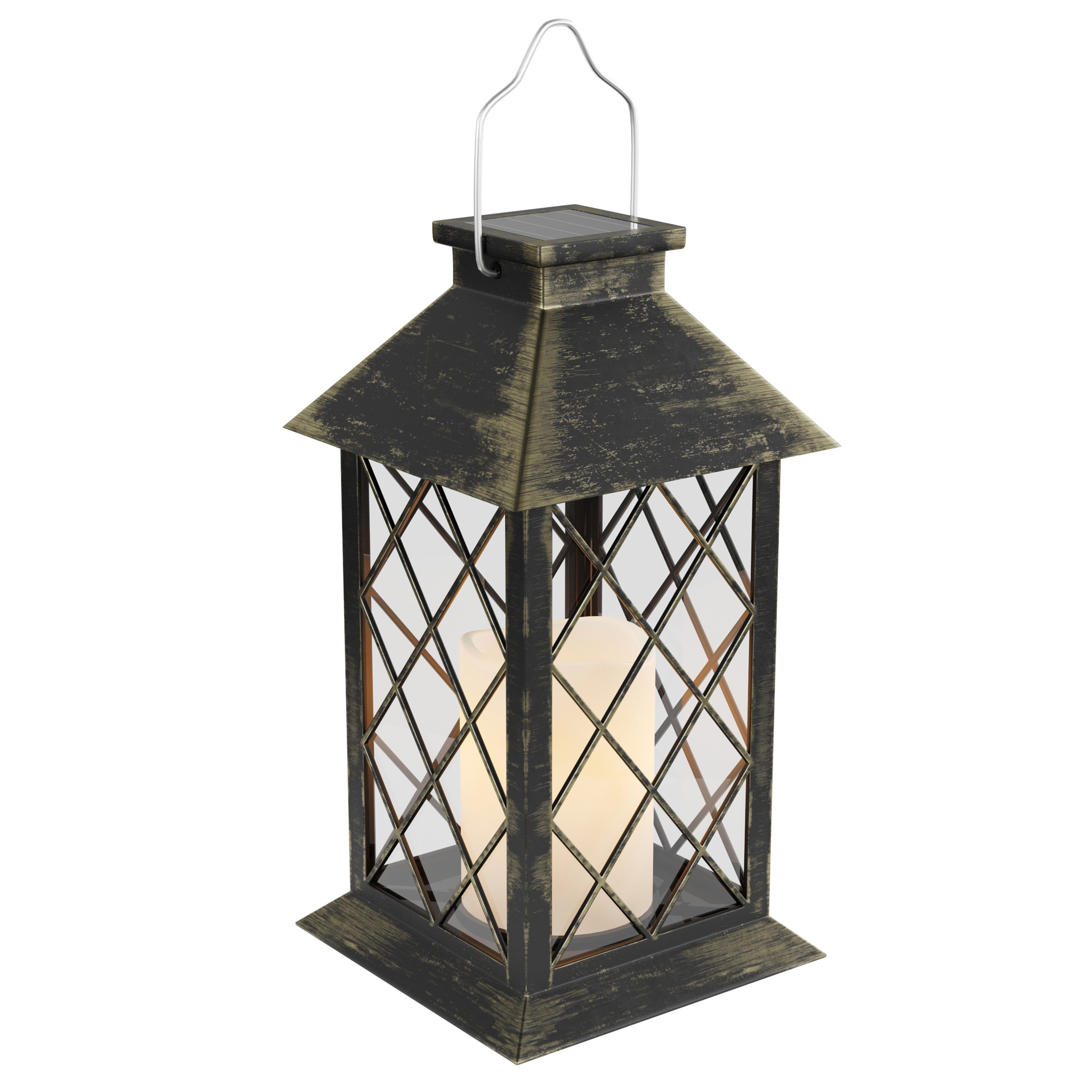 Gentry 3 Candle Lantern by Sunjoy 3LED Candles Rechargeable All-weather outdoor 