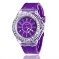 thumbnail image 1 of Children Students Sport Rhinestone LED Flashing Light up Color Changing White Silicone Jelly Watch, 1 of 8