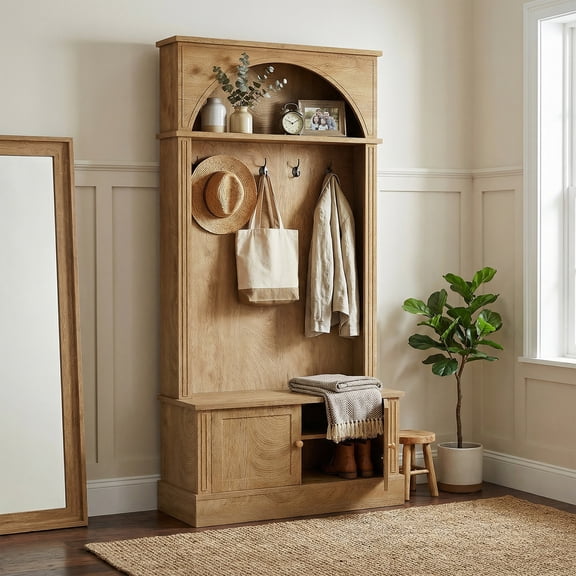 Tribesigns Hall Tree with Bench and Shoe Storage, 4-in-1 Design Entryway Bench with Coat Rack, 70.86" Tall Mudroom Rack with 5 Double Hooks and Adjustable Shelf for Hallway