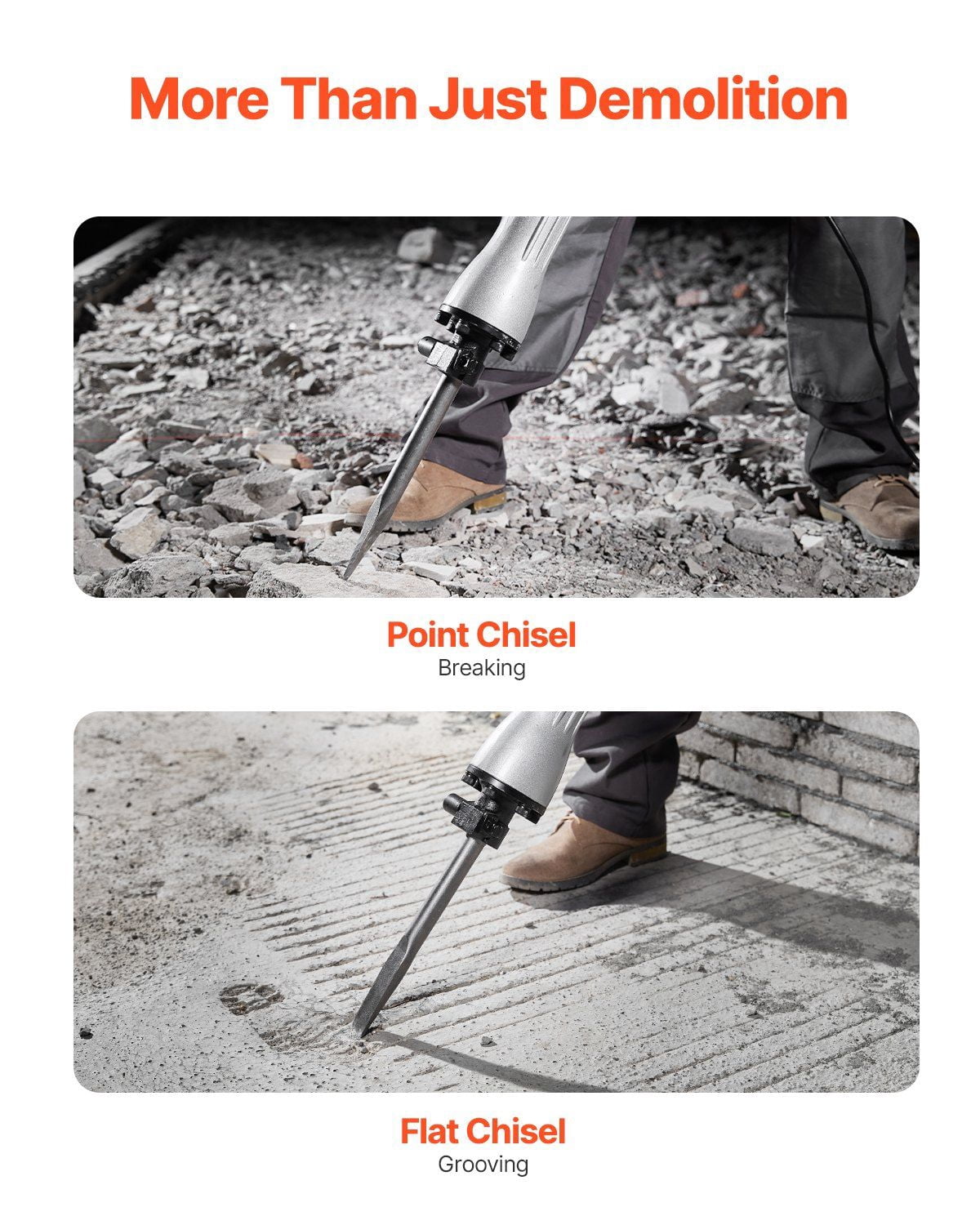 Demolition Jack Hammer, 2200W Electric Jackhammer Heavy Duty, 1350 BPM Concrete Breaker, 2pcs Chisels Bit Chipping with Case