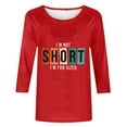 thumbnail image 5 of LYXSSBYX 3/4 Length Sleeve Womens Tops Women's Fashion Casual Color Letters Printing Round Neck 3/4 Sleeve T-shirt Tops Blouse, 5 of 5