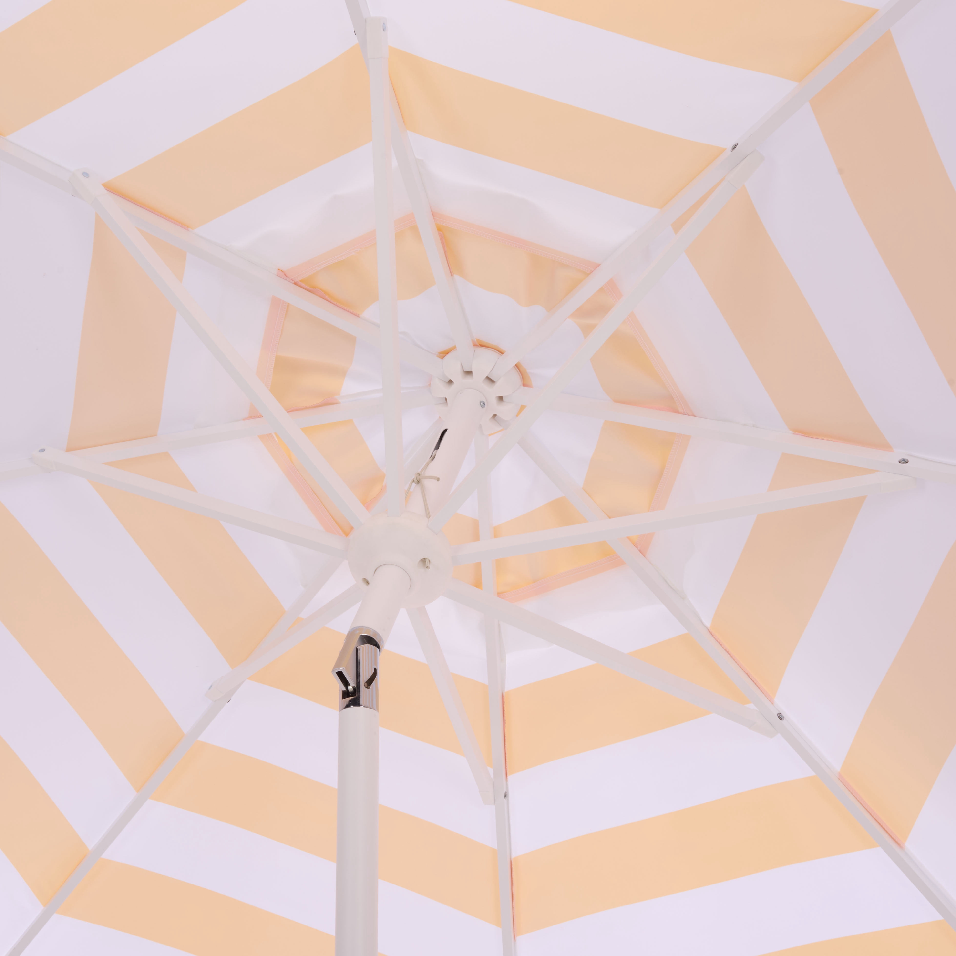 Safavieh Outdoor Lucerna 9ft Crank Umbrella, Yellow Stripe/White