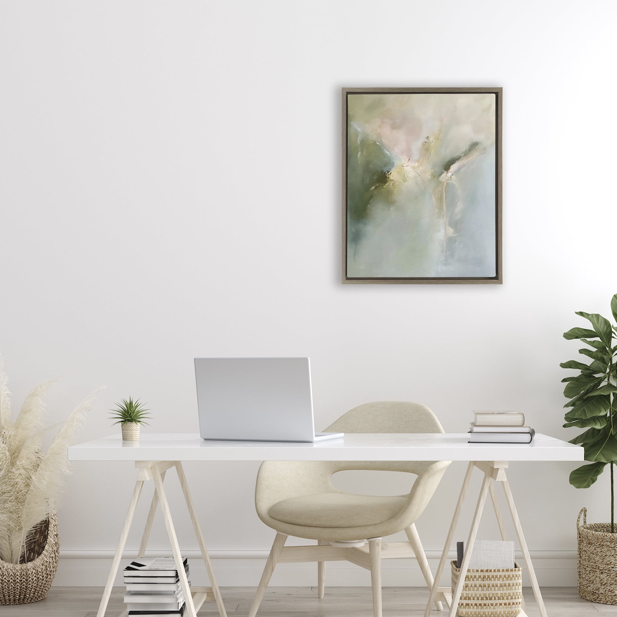 Stupell Industries Ethereal Brushwork Harmony Brown Framed Floater Canvas Wall Art, design by Riley B