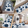 thumbnail image 6 of 2x6 Kitchen Runner Rug, Navy Blue Marble Non-Skid Rubber Backing Large Rectangle Rugs - Living Room Bedroom Home Office, Gold White Geometric Hexagon Modern Indoor Floor Mat Carpets Washable Rug, 6 of 9