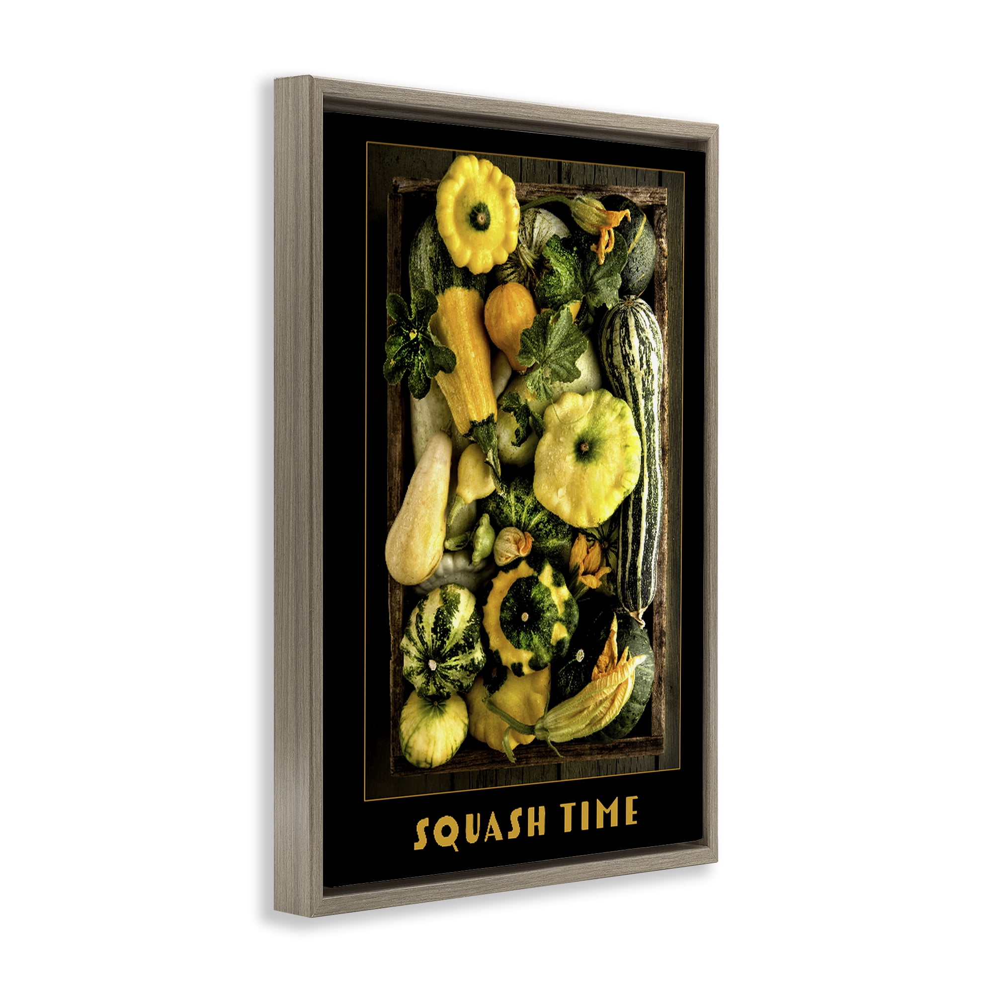 Stupell Industries Squash Time Vibrant Vegetables Brown Framed Floater Canvas Wall Art, design by Carl Kravats