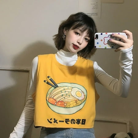 Japanese Style Harajuku T-shirt With Vest Autumn Women Kawaii Friends 90s Funny Tops Stranger Things Punk Tee Shirt