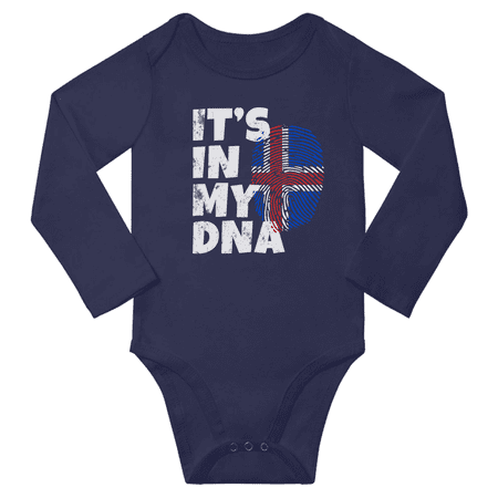 

It s In My Icelandic DNA Baby Long Sleeve Bodysuit (Navy 6 Months)