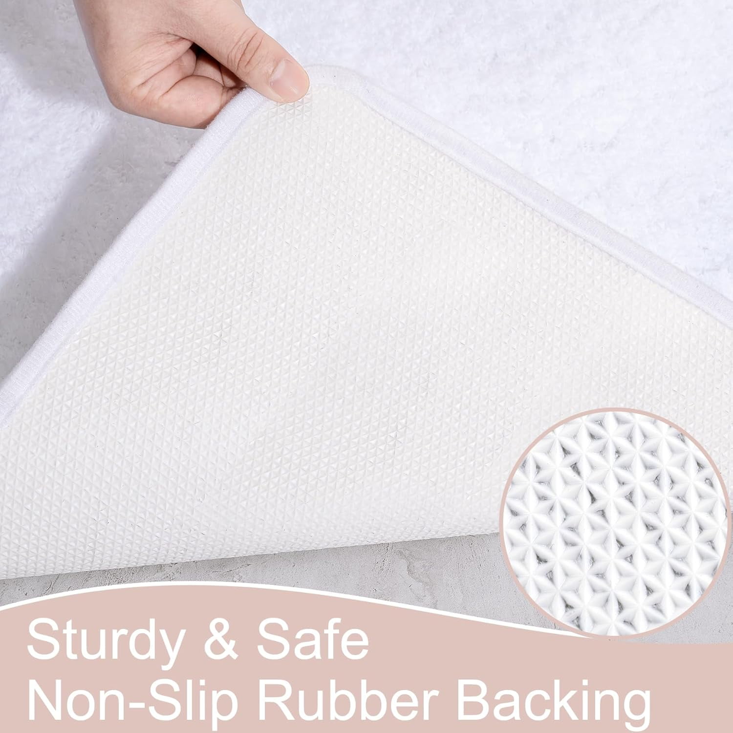Luxury Long Bathroom Runner Rug, 24x60 Inch Thick Soft and Absorbent Non Slip Bath Mat, Rubber Backing Quick Dry Rugs Carpets, Machine Washable Plush Mats for Shower Floor, White
