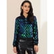 thumbnail image 2 of Women's Sequin Long Sleeve Zipper Up Glitter Bomber Jacket Green M, 2 of 6