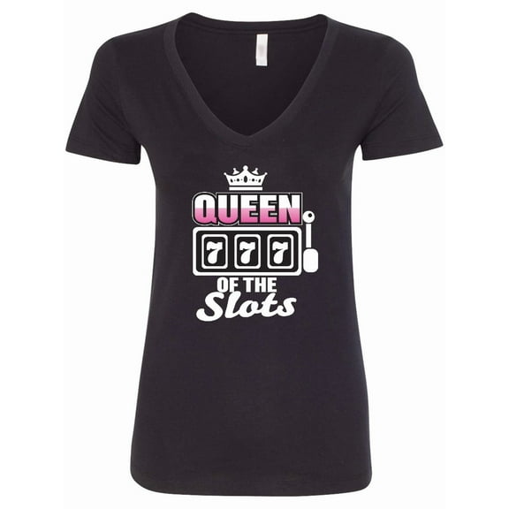 Inktastic Queen of the Slots Women's V-Neck T-Shirt