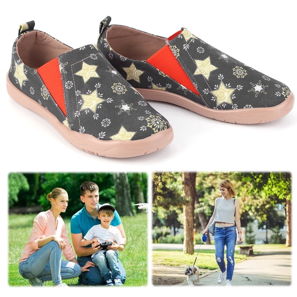 Zapatos Cómodos para Barcos Informales Lona Mocasines Navideños Mujer Antideslizantes Transpirables Punta Redonda Viajes Al Aire Libre