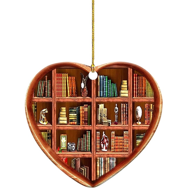 WIFKLSIIPG Book Lovers Heart Decorations Reading Books Christmas Decorations Librarian Books Decorations Books Stack Pendants