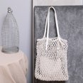thumbnail image 4 of Bolso de hombro de paja Bolsos de compras de malla de algodón tejido hueco para mujer (blanco) Likrtyny multifunción de oficina, 4 of 9