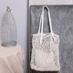 thumbnail image 4 of Bolso de hombro de paja Bolsos de compras de malla de algodón tejido hueco para mujer (blanco) Likrtyny multifunción de oficina, 4 of 9