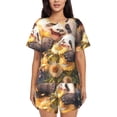 thumbnail image 1 of Fotbe Cute Panda Sunflower Conjunto de Pijama Estampado para Mujer, 2 Piezas, Ropa de Dormir con Camiseta de Manga Corta y Shorts Suaves-Small, 1 of 6