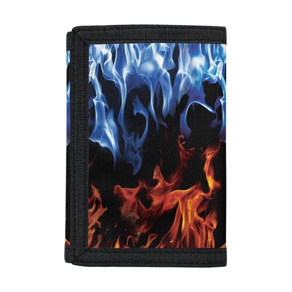 Psesaysky Blue Orange Flame Children's Wallet, Polyester Clutch Coin Pouch for Sports, Lightweight Slim Trifold Card Wallet