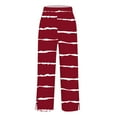thumbnail image 5 of Women Striped Capris Pant Casual Lightweight Straight Leg Trendy Elastic High Waist Summer Beach Trouser Wine XL, 5 of 6