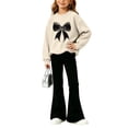 thumbnail image 4 of Cethrio Girls Graphic Outfit Sets, Fall Winter Casual 2 Piece Long Sleeve Kids Clothing Sets Size 5-6 Years Beige, 4 of 4