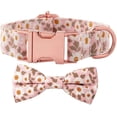 thumbnail image 1 of Bowtie Dog Collar Female, Bow Tie Floral Girl Dogs Collars, Adjustable Soft for Small Medium Large Cats, Cute Daisy Patterns Comfortable Cotton Collars with Metal Buckle, Durable Pet Puppy Gift Pink, 1 of 6
