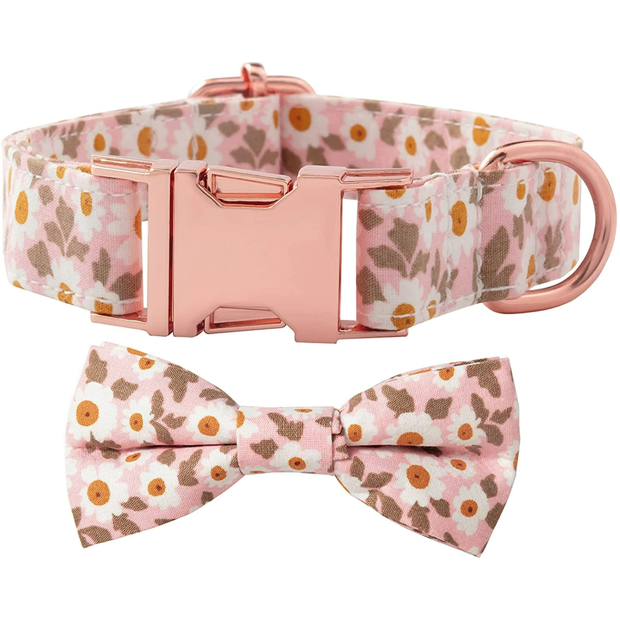 pink bow puppy collar