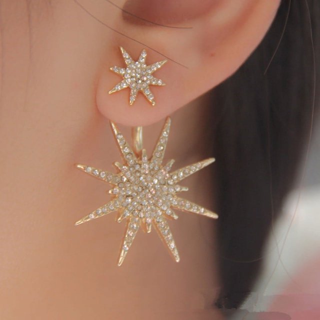 Pendientes elegantes de cristal con diamantes de imitación para mujer, joyería de moda, 1 unidad