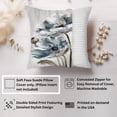thumbnail image 2 of Ethan Taylor Floral Throw Pillow Soft Cushion Cover 'Blue and Silver Flowers II' Classical Pattern Decorative Square Accent Pillow Case, 16x16 Inches, Blue, Gray, 2 of 5