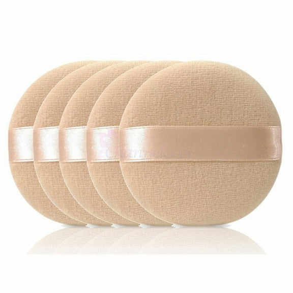 Grofry Powder Puffs 5 Pack Powder Puff for Loose Dusting Powder, Soft Velour Washable Sponge Puffs for Body Face Makeup