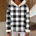 thumbnail image 6 of successthop Hoodie for Women Pullover with Pockets Long Sleeve Drawstring Top Plus Size Fleece Neck Checkered Streetwear, 6 of 6