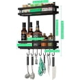 thumbnail image 2 of Estante para refrigerador, muebles de cocina, estante para especias para almacenamiento en refrigerador, estante para especias de 2 capas con 7 ganchos, estante para almacenamiento de cocina sin talad, 2 of 5