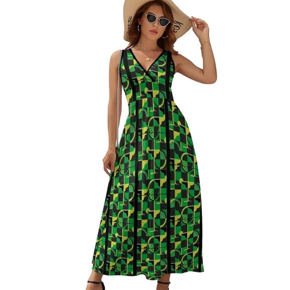 Margarita Green Dress Fashion Boho Beach Long Dresses Female Party Printed Maxi Dress