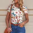 thumbnail image 4 of Goofa Watercolor Floral With Butterflies Printed Women Rash Guard Short Sleeve,Tummy control Swimsuit Surfing Swimsuit Bathing Suit One Piece Swimsuit UPF 50-X-Large, 4 of 9