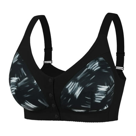 hoadeuw Plus Size Wireless Bras for Women with Support and Lift Front Closure Breathable Bra Comfortable Convenient No Wire Anti Sagging Push Up Bra