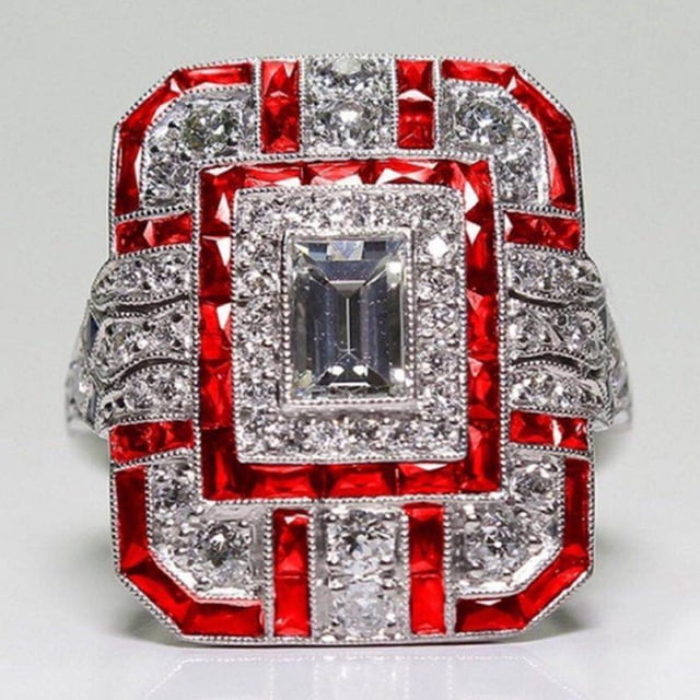 Bague de Fiançailles de Mariage pour Femmes, Rétro, Incrustée de Zircon Cubique, Carrée