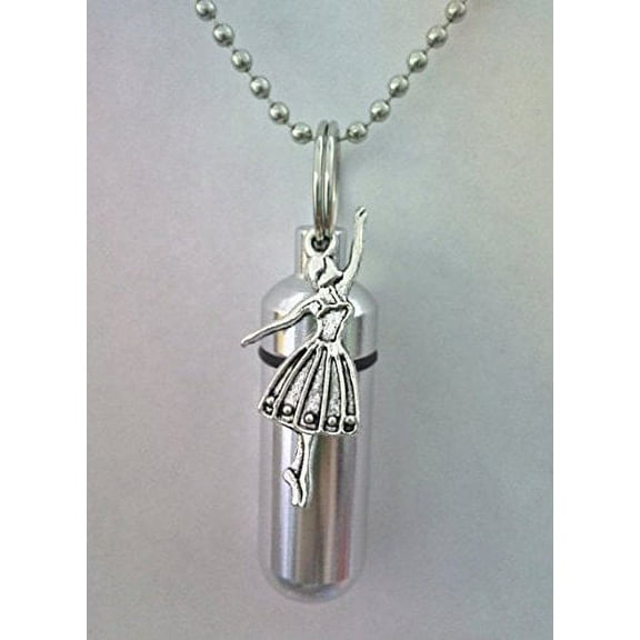BALLERINA Cremation Urn with Engraved Heart - Includes Velvet Pouch, Ball Chain & Fill Kit