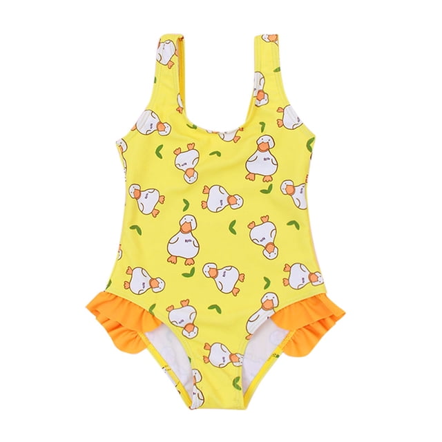 Kid Girls Swimwear One Piece Hawaiian Ruffle Quick Dry Toddler Bathing Suit XL