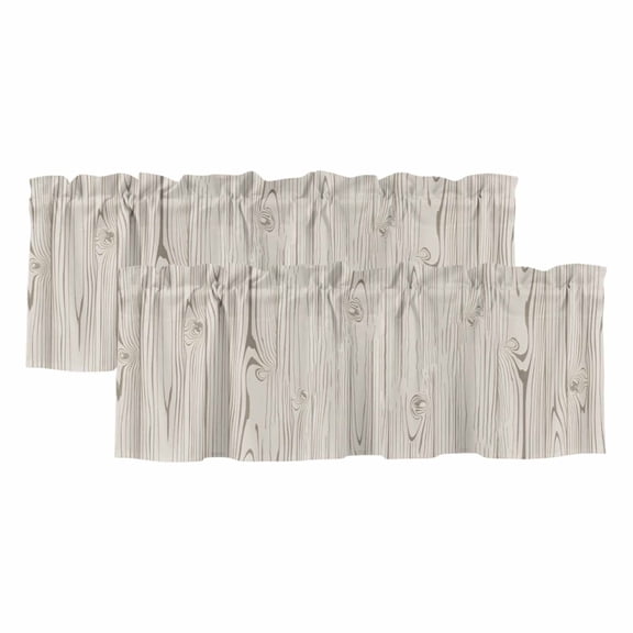 2 Pack Farmhouse Vintage Valances for Windows Bedroom Living Room Window Treatments, Summer Country Retro Wooden Grain Rod Pocket Valance Drapes Short Kitchen Curtains Over Sink 42"x18"