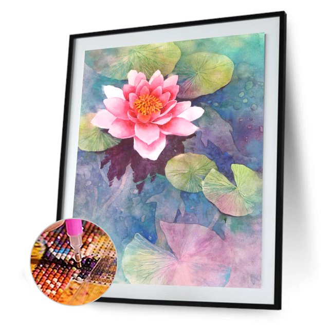 Cuadros Decorativos 5D bricolaje diamante pintura completo redondo taladro loto estanque rhinestone mosaico paisaje DQrwqpou Nuevos Originales